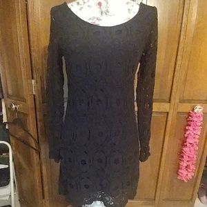 Charlotte Russe Black Crochet Mini Dress Medium